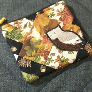 Autumn Owl Quilted Hot Pad with Leaf & Acorn Motif